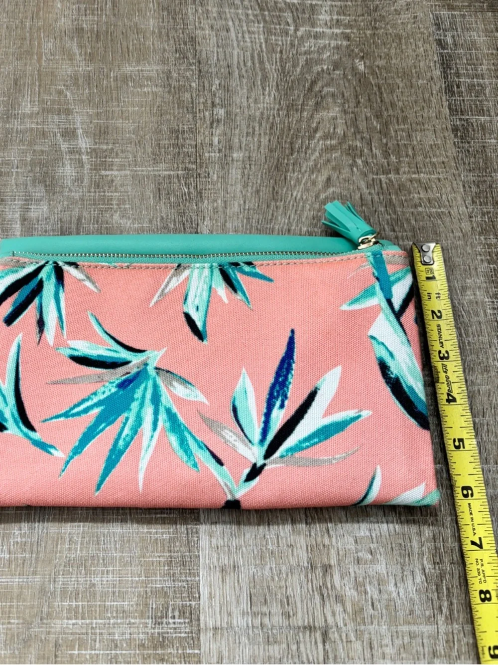 Rachel Pally Reversible Clutch Paradise Tropical Floral Mint Coral Vegan Leather